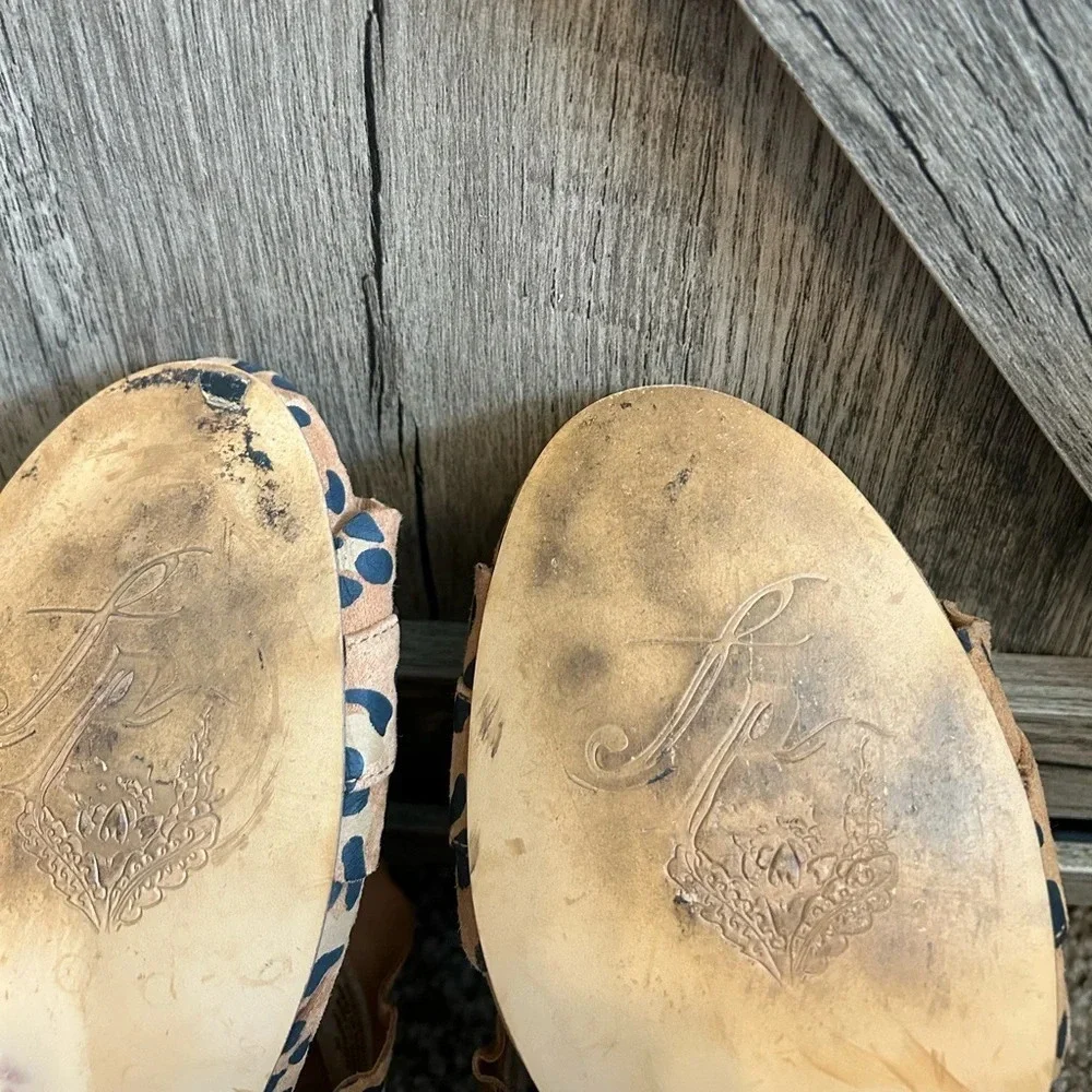 Leopard Print Ruffle Strap Block Heel Mules - Brown - Picture 10 of 13